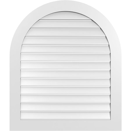 Ekena Millwork Round Top Surface Mount PVC Gable Vent: Functional, w/ 3-1/2"W x 1"P Standard Frame, 36"W x 42"H GVPRT36X4201SF